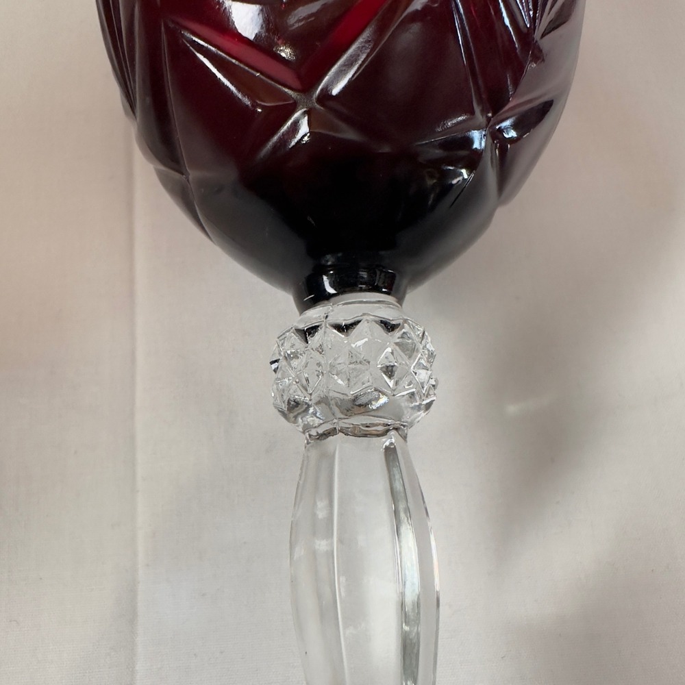Cristal DArques Durand Antique Ruby‎ Red Water Wine Goblets Retired Set of 4 8in - Picture 6 of 16